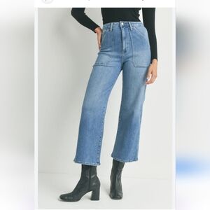 Just Black Denim Utility Patch Pocket Wide Leg High Rise Jeans Women's Size 29